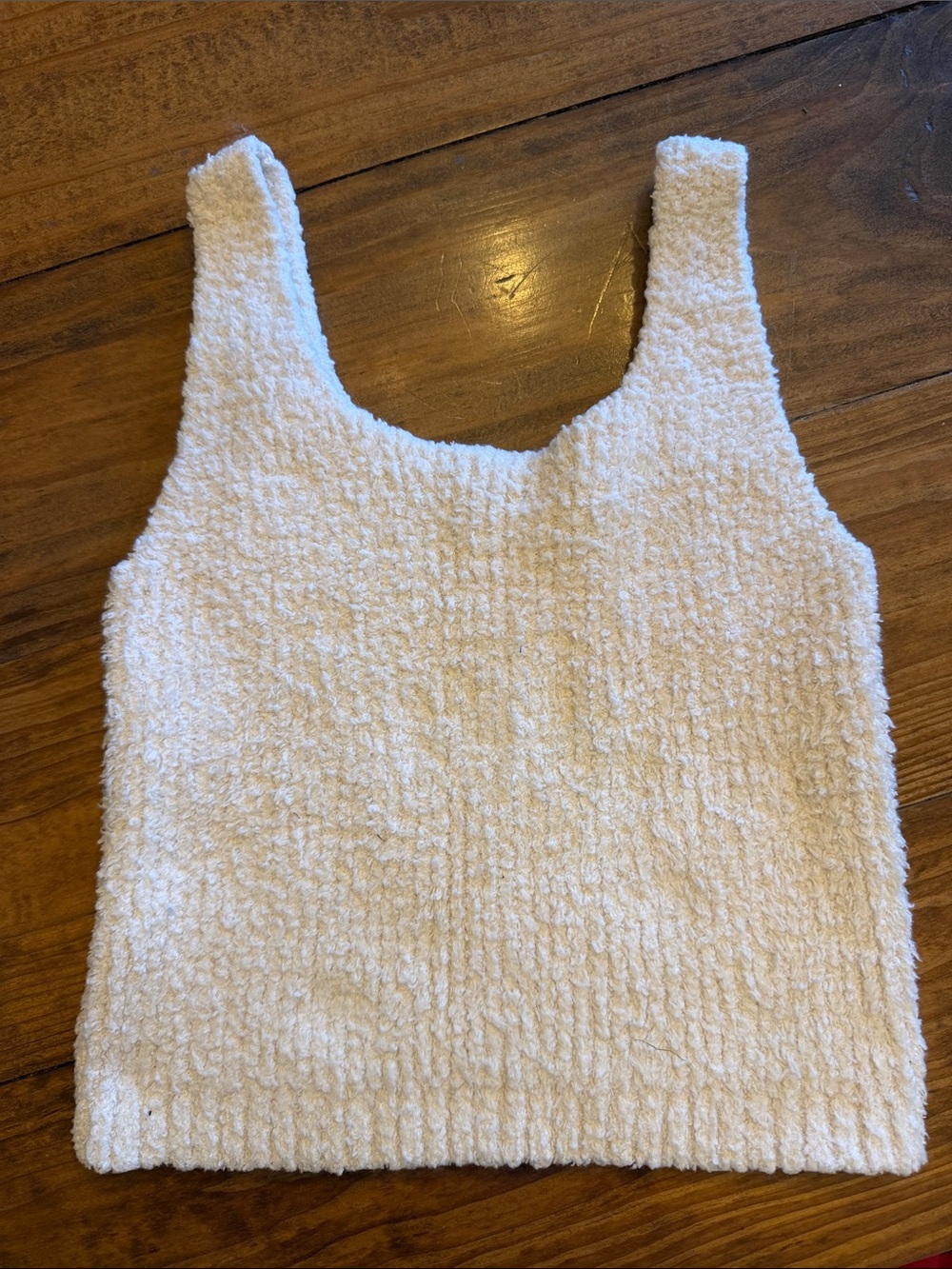 aerie Cream Textured Tank Top - Plush Scoop Neck